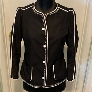 Chic Black and White Embroidered Women's Jacket